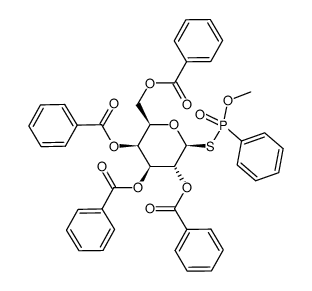O-methyl-S-(2,3,4,6-tetra-O-benzoyl-β-D-galactopyranosyl) phenylthiophosphonate结构式