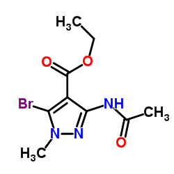 3-乙酰氨基-5-溴-1-甲基-1H-吡唑-4-羧酸乙酯结构式