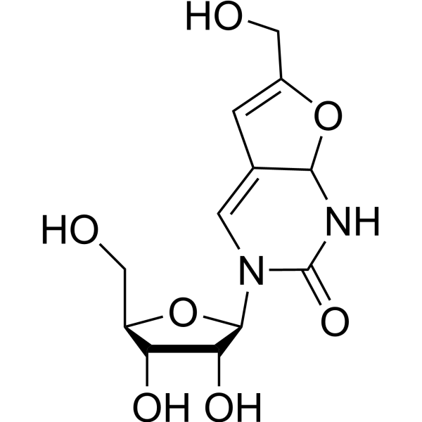 6-(羟基甲基)-3-BETA-D-呋喃核糖基呋喃并[2,3-D]嘧啶-2(3H)-酮结构式