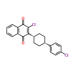 2-Chloro-3-[cis-4-(4-chlorophenyl)cyclohexyl]-1,4-naphthoquinone结构式