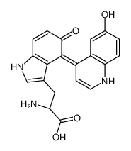 (2S)-2-amino-3-[(4Z)-4-(6-hydroxy-1H-quinolin-4-ylidene)-5-oxo-1H-indol-3-yl]propanoic acid结构式