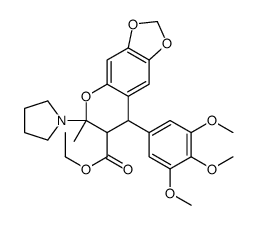 Ethyl 7,8-dihydro-6-methyl-6-(1-pyrrolidinyl)-8-(3,4,5-trimethoxypheny l)-6H-1,3-dioxolo(4,5-g)(1)benzopyran-7-carboxylate structure