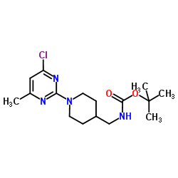 2-Methyl-2-propanyl {[1-(4-chloro-6-methyl-2-pyrimidinyl)-4-piperidinyl]methyl}carbamate结构式