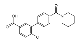 4-chloro-3-[4-(piperidine-1-carbonyl)phenyl]benzoic acid结构式