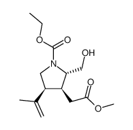 methyl (2S,3S,4S)-1-ethoxycarbonyl-2-hydroxymethyl-4-isopropenylpyrrolidin-3-ylacetate Structure