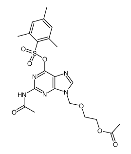 9-((2-acetoxyethoxy)methyl)-2-acetylamino-6-(2,4,6-trimethylbenzenesulfonyloxy)-9H-purine Structure