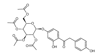 2-hydroxy-4-(tetra-O-acetyl-β-D-glucopyranosyloxy)phenyl 4'-hydroxybenzyl ketone结构式