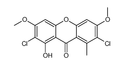 2,7-Dichloro-1-hydroxy-3,6-dimethoxy-8-methyl-9H-xanthen-9-one结构式