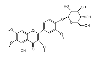 4'-[(β-D-Glucopyranosyl)oxy]-5-hydroxy-3,3',6,7-tetramethoxyflavone结构式