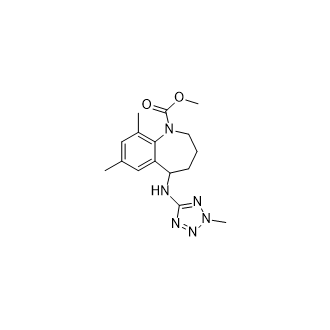 Methyl 7,9-dimethyl-5-((2-methyl-2H-tetrazol-5-yl)amino)-2,3,4,5-tetrahydro-1H-benzo[b]azepine-1-carboxylate structure