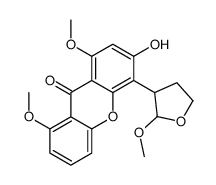 3-hydroxy-1,8-dimethoxy-4-(2-methoxyoxolan-3-yl)xanthen-9-one Structure