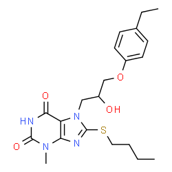 8-(Butylsulfanyl)-7-[3-(4-ethylphenoxy)-2-hydroxypropyl]-3-methyl-3,7-dihydro-1H-purine-2,6-dione结构式