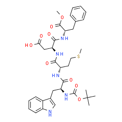 1-methyl N-[N-[N-[N-[(tert-butoxy)carbonyl]-L-tryptophyl]-L-methionyl]-L-alpha-aspartyl]-3-phenyl-L-alaninate Structure