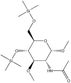 Methyl 2-(acetylamino)-3-O-methyl-4-O,6-O-bis(trimethylsilyl)-2-deoxy-α-D-glucopyranoside结构式