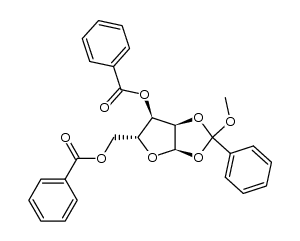 di-O-benzoyl-1,2-O-(α-methoxybenzylidene)-α-D-ribofuranose结构式