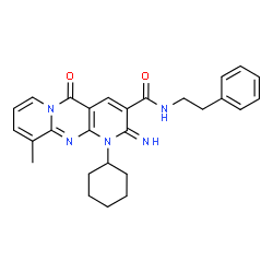 1-cyclohexyl-2-imino-10-methyl-5-oxo-N-(2-phenylethyl)-1,5-dihydro-2H-dipyrido[1,2-a:2,3-d]pyrimidine-3-carboxamide Structure