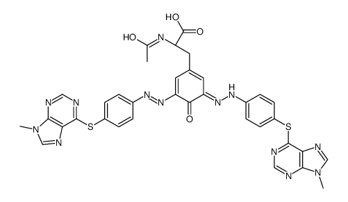 (2S)-2-acetamido-3-[5-[[4-(9-methylpurin-6-yl)sulfanylphenyl]diazenyl]-3-[[4-(9-methylpurin-6-yl)sulfanylphenyl]hydrazinylidene]-4-oxocyclohexa-1,5-dien-1-yl]propanoic acid结构式