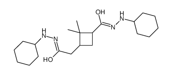 N'-cyclohexyl-3-[2-(2-cyclohexylhydrazinyl)-2-oxoethyl]-2,2-dimethylcyclobutane-1-carbohydrazide结构式