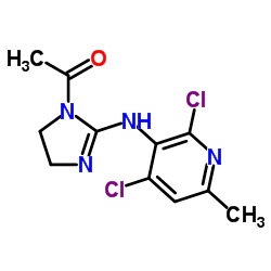 4,6-dichloro-2-methyl-5-(1-acetyl-2-imidazolin-2-yl)-aminopyridine structure