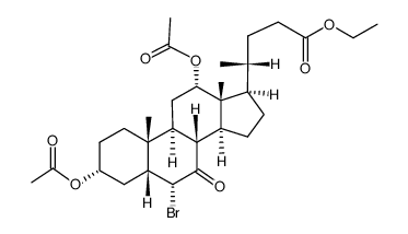 3α,12α-diacetoxy-6α-bromo-7-oxo-5β-cholan-24-oic acid ethyl ester Structure