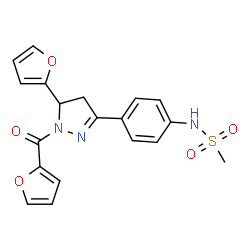 N-{4-[1-(2-Furoyl)-5-(2-furyl)-4,5-dihydro-1H-pyrazol-3-yl]phenyl}methanesulfonamide Structure