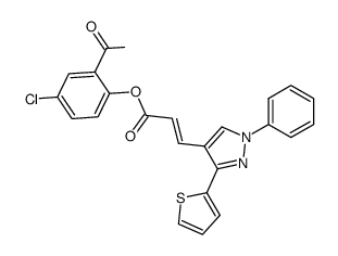 (E)-3-(1-Phenyl-3-thiophen-2-yl-1H-pyrazol-4-yl)-acrylic acid 2-acetyl-4-chloro-phenyl ester Structure