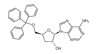 9-(3-deoxy-5-O-trityl-β-D-erythro-pentofuranosyl)adenine Structure