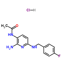 N-{2-Amino-6-[(4-fluorobenzyl)amino]-3-pyridinyl}acetamide hydrochloride (1:1) Structure