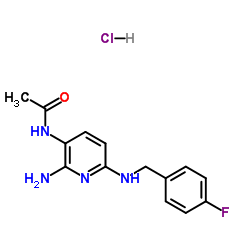 N-{2-Amino-6-[(4-fluorobenzyl)amino]-3-pyridinyl}acetamide hydrochloride (1:1)结构式