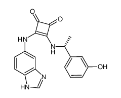 3-(1H-benzimidazol-5-ylamino)-4-[(R)-1-(3-hydroxyphenyl)ethylamino]cyclobut-3-ene-1,2-dione结构式