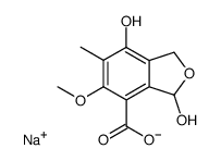 1,3-Dihydro-3,7-dihydroxy-5-methoxy-6-methyl-4-isobenzofurancarbonsaeure (Natriumsalz)结构式