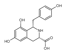 (1S,3S)-6,8-dihydroxy-1-(4-hydroxybenzyl)-1,2,3,4-tetrahydroisoquinoline-3-carboxylic acid结构式