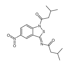 3-Methyl-N-[1-(3-methyl-butyryl)-5-nitro-1H-benzo[c]isothiazol-(3Z)-ylidene]-butyramide结构式