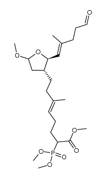 rel-(ξ,4S,5S)-4-[(E)-3-methyl-7-(dimethoxyphosphinyl)-7-carbomethoxy-3-octenyl]-5-[(E)-4-formyl-2-methyl-1-butenyl]-2-methoxy-1-oxacyclopentane结构式