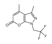 3,4-dimethyl-1-(2,2,2-trifluoroethyl)pyrano[2,3-c]pyrazol-6-one结构式