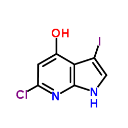 6-Chloro-3-iodo-1H-pyrrolo[2,3-b]pyridin-4-ol结构式