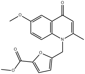 5-(6-Methoxy-2-methyl-4-oxo-4H-quinolin-1-ylmethyl)-furan-2-carboxylic acid methyl ester结构式