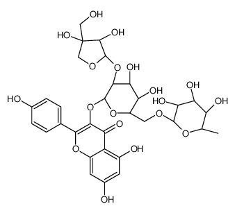 kaempferol 3-O-(apiofuranosyl-(1'''-2'')-rhamnopyranosyl-(1''''-6''))-galactopyranoside structure