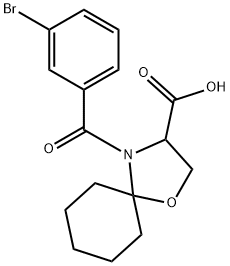 4-(3-溴苯甲酰基)-1-氧杂-4-氮杂螺[4.5]癸烷-3-羧酸结构式