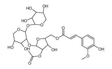 O-(2-O-acetyl-5-O-(feruloyl)-alpha-arabinofuranosyl)-(1-3)-O-beta-xylopyranosyl-(1-4)-xylopyranose结构式