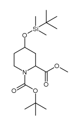 1-(tert-butoxycarbonyl)-4-(tert-butyldimethylsilyl)oxypiperidine-2-carboxylic acid methyl ester结构式