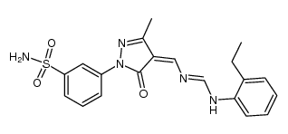 3-(4-(2-ethylanilinomethylenaminomethylene)-4,5-dihydro-3-methyl-5-oxo-1H-pyrazol-1-yl)-benzolsulfonamide结构式