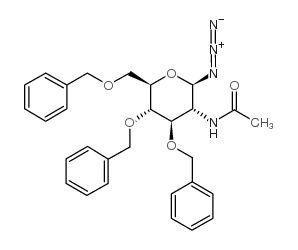 2-乙酰氨基-3,4,6-三-O-苄基-2-脱氧-Β-D-吡喃葡萄糖酰基叠氮化物结构式
