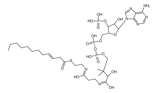 S-[2-[3-[[(2R)-4-[[[(2R,3R,5R)-5-(6-aminopurin-9-yl)-4-hydroxy-3-phosphonooxyoxolan-2-yl]methoxy-hydroxyphosphoryl]oxy-hydroxyphosphoryl]oxy-2-hydroxy-3,3-dimethylbutanoyl]amino]propanoylamino]ethyl] dodec-3-enethioate结构式