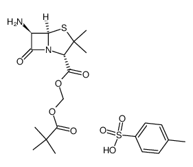 (2S,5R,6R)-2-[(2,2-dimethylpropanoyl)oxy]-methylpenicillanat-6-aminium 4-methylbenzenesulfonate结构式