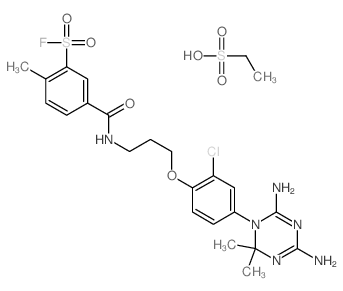 5-[3-[2-chloro-4-(4,6-diamino-2,2-dimethyl-1,3,5-triazin-1-yl)phenoxy]propylcarbamoyl]-2-methyl-benzenesulfonyl fluoride; ethanesulfonic acid Structure