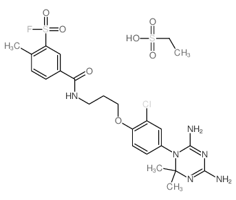 5-[3-[2-chloro-4-(4,6-diamino-2,2-dimethyl-1,3,5-triazin-1-yl)phenoxy]propylcarbamoyl]-2-methyl-benzenesulfonyl fluoride; ethanesulfonic acid结构式