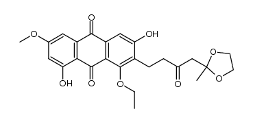 1-ethoxy-3,8-dihydroxy-6-methoxy-2-[4-(2-methyl[1,3]dioxolan-2-yl)-3-oxobutyl]-9,10-anthraquinone结构式