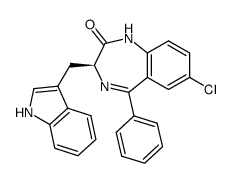 (S)-7-chloro-1,3-dihydro-3-(1H-indol-3-ylmethyl)-5-phenyl-2H-1,4-benzodiazepin-2-one结构式