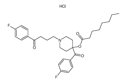 4-OCTANOYLOXY-4-(p-FLUOROBENZOYL)-1-[3-(p-FLUOROBENZOYL)PROPYL]PIPERIDINE HYDROCHLORIDE结构式